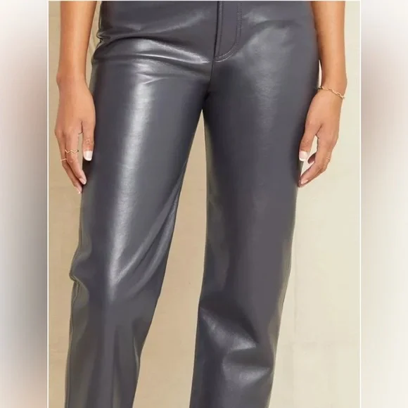 AGOLDE 90s Pinch Waist recycled leather gray pants 24 - Picture 8 of 12